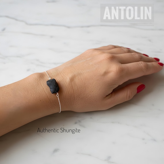 Raw shungite bracelet for emf protection , empath jewelry