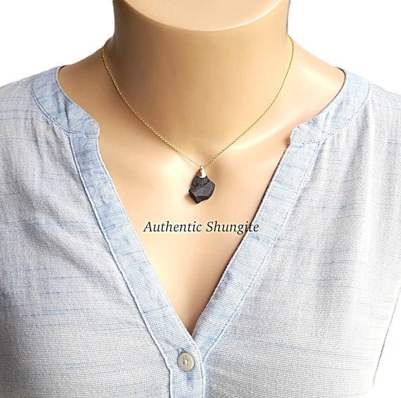 Shungite necklace , raw shungit pendant , emf protection stone ,  authentic empath jewelry