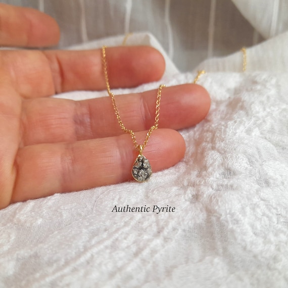 Pyrite necklace, pyrite pendant, raw pyrite stone pendant, pyrite jewelry, natural stone necklace gift, dainty gemstone pendant necklace
