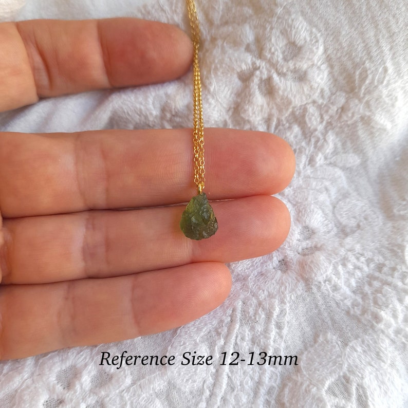 Meteorite pendant, moldavite necklace, meteorite necklace, small moldavite pendant, authentic moldavite stone, czech moldavite, gold chain image 6