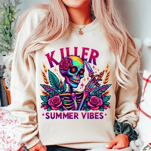 Killer Summer Vibes PNG Ice Cream Clipart Funny Summertime Png Horror Guy Png Horror Movie Png Summer Horror Clown Sublimation Designs