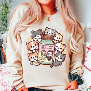 Serotonin Booster Cats PNG, Camiseta motivacional, Cat Mama Png, Camiseta terapeuta, Camiseta depressão, Camisetas gráficas, Download de design digital