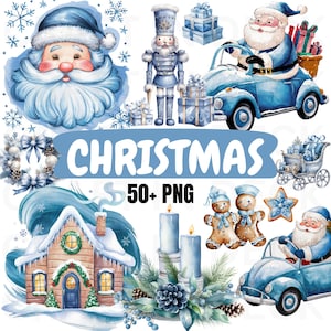 Christmas Clipart Bundle, Watercolor Winter Bundle, Christmas Png, Santa Claus PNG Clipart Sublimation Design, Bundle Png, Digital Download