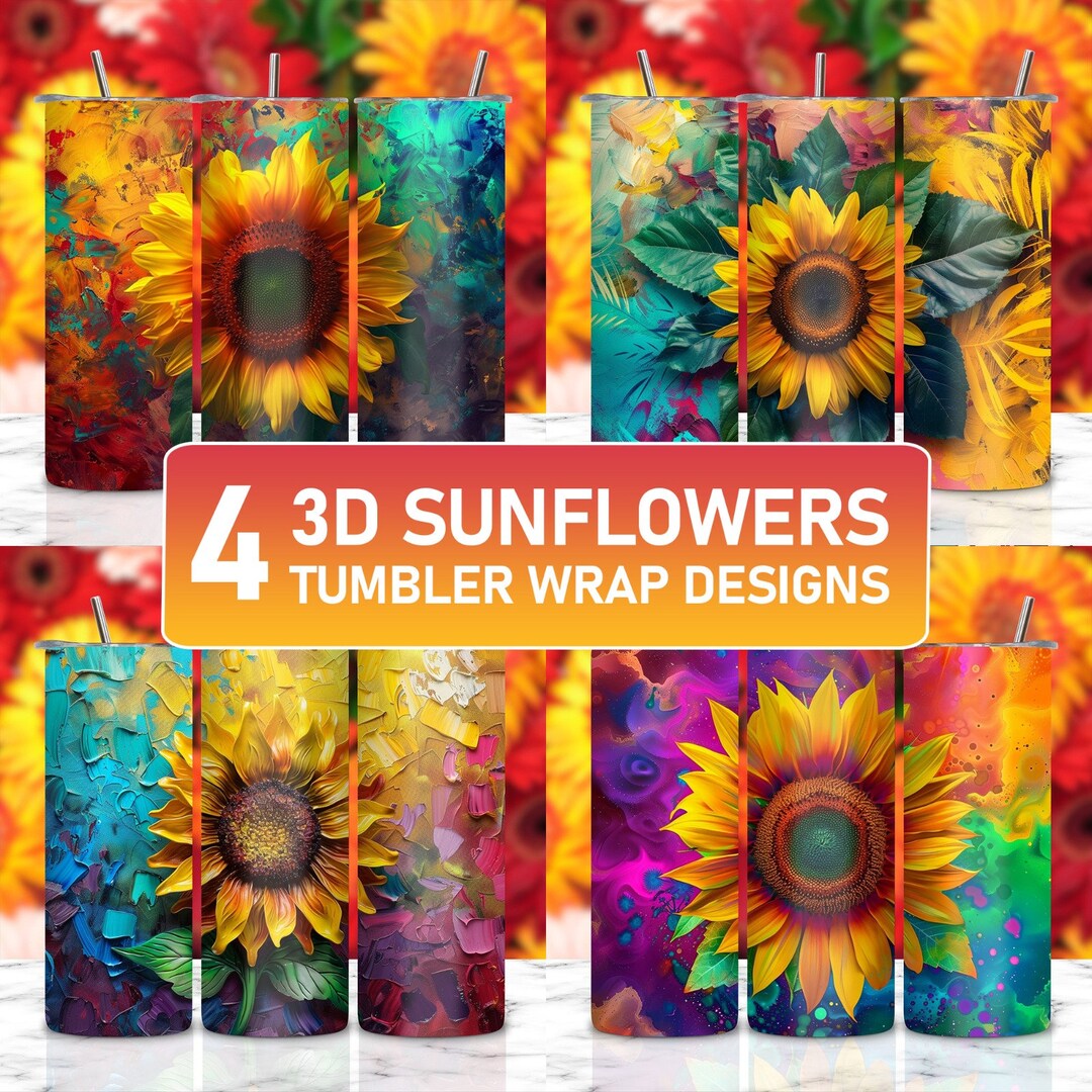 Sunflower Seamless Tumbler Bundle Wrap 20 Oz Skinny Floral Tumbler ...