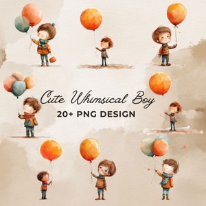 Quirky Boy Clipart Bundle, Whimsical Boys PNG, Mixed Media Quirky Boy CU ClipArt, Kinder-Grafik-Bundle, transparent, digitaler Download