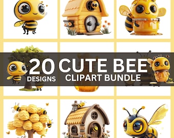 20 Bee PNG Cute Honey Bee Clipart Insect Clipart Floral Bee PNG Spring Clipart Farm Honey Bee PNG | Commercial Use Clipart Transparent