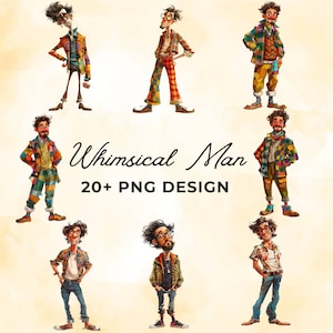 20+ wunderliche Männer Clipart | Schrulliger Mann in Mischtechnik Clip Art | Man Grafiken PNG transparenten Hintergrund | Lustige Männer Bilder | NUR Digital