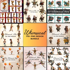 Mais de 170 clipart caprichoso, clipart de mídia mista CU, gráficos caprichosos PNG, fundo transparente, download digital instantâneo