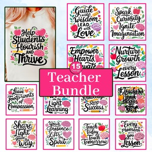 Teacher Png Bundle, Teacher Sublimation PNG, Teacher Appreciation Png Bundle, Teacher Shirt Png Design, Digital Download