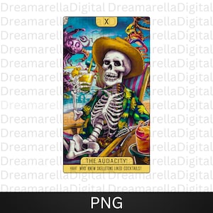 Skeleton Tarot Card PNG Funny Skeleton Skull Sublimation Design Skull Tarot tshirt Mug PNG File Digital Download