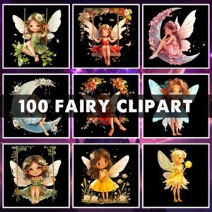 Watercolor Fairy Clipart Bundle, Fairy PNG, Fairy Garden, Magical Fairy Clipart, Nursery Clipart, Digital Download, Commercial use