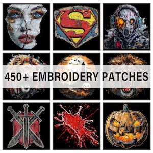 450+ Embroidery Patches Bundle, Patches Clipart, Designs for Shirts, Mugs, Tumblers, Stickers, DTF, DTG Screen Printing Sublimation