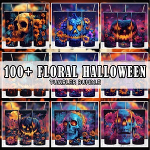 100+ Floral Halloween Tumbler Wrap Bundle Seamless Sublimation Design,  20 oz Skinny Tumbler Sublimation Design Halloween Digital Download