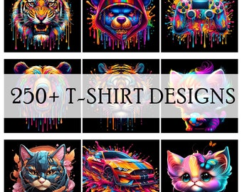 250 Tshirt Design Bundle Print on Demand Shirt Designs All-in-One Mega Bundle Urban Clothing Pop Culture T shirt Bundle Collection