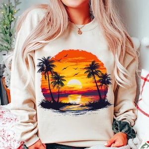 Sunset Beach Png, Beach Life Png, Colorful Background, Ocean Retro Sunset Png, Watercolor Beach Digital Download, Hight Resolution, PNG