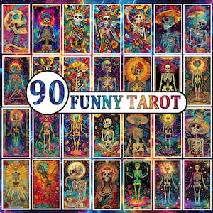 Paquete de 90 cartas de Tarot divertidas PNG, Carta de Tarot Snarky PNG, Tarot divertido PNG, Diseño de sublimación de madre esqueleto de mujer, Tarot brujo, Sarcástico