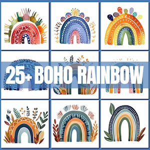 25+ Boho rainbow png bundle | cute rainbow png | boho rainbow clipart | rainbow png | hand drawn rainbow | rainbow clipart | boho stickers