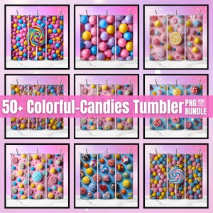 50+ Candy Tumbler Wrap Bundle, 20oz Skinny Tumbler Sublimation Design, Colorful Candies PNG, Candy bar 20 oz skinny tumbler png download
