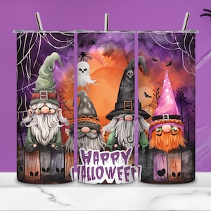 Halloween Gnomes Tumbler Wrap, 20 oz Skinny Tumbler Sublimation Design, Halloween Tumbler Wrap, Spooky Gnomes Tumbler Png, Digital Download