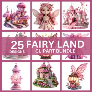 Fairy Clipart Bundle, Fairies PNG Clipart, Fairy Land Png, Fairy house clipart,  nursery clipart, magical fairy, once upon a time clipart
