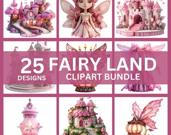 Fairy Clipart Bundle, Fairies PNG Clipart, Fairy Land Png, Fairy house clipart,  nursery clipart, magical fairy, once upon a time clipart