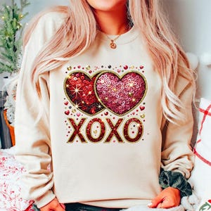XOXO Valentine Day Png, Valentine Sparkly Glitter Png TShirt Design, Retro Valentine Png, Faux Sequins Valentines Png, Digital Download ONLY