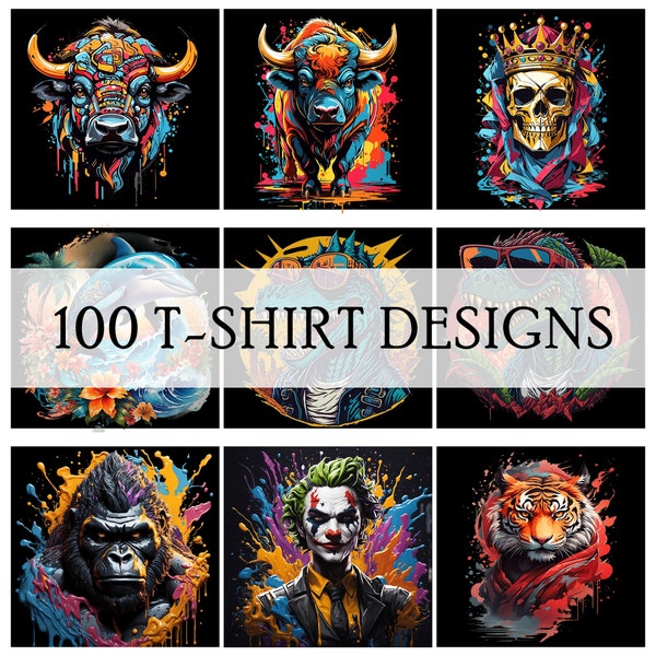 100 Tshirt Designs Bundle Unique T Shirt Design Sublimation Bundle Colorful Tshirt Design Download for Men Woman Kids