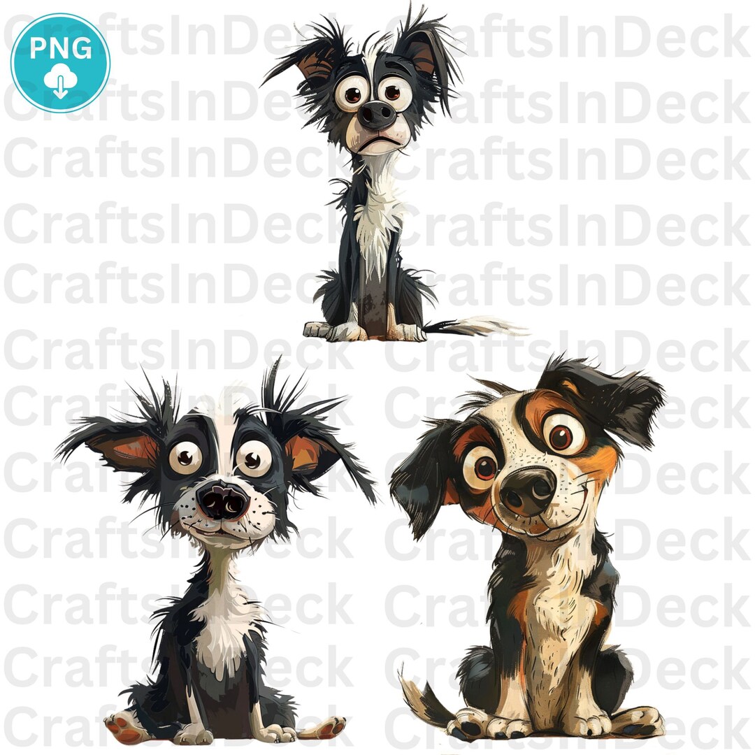 Quirky Dog Clipart PNG Bundle | Whimsical Dogs Sublimation | Whimsy ...