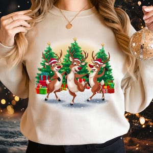 Watercolor Christmas Deer Dancing Png, Merry Christmas Png, Deer Png, Cute Animals Png, Christmas Png, Funny Christmas Png, Commercial Use