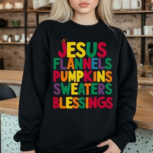 Jesus Flannels Pumpkins Sweaters Blessings Png, Retro Fall Png, Fall Christian Png, Autumn Png, Christian Png, Bible Verse Png, Digital Png