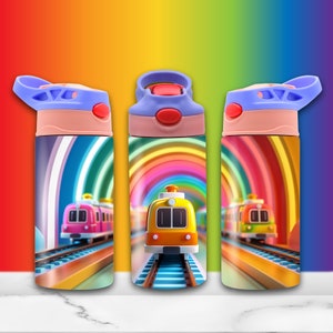 Train Tumbler Wrap Colorful Kids Steam Train,12oz Tumbler Wrap, Fantasy Train Tumbler, Kids Tumbler Sublimation, Digital Download PNG