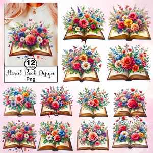 15+ floral book png, Reading Png, Floral Book Clip Art, Junk Journals, Digital Paper Craft, Book Flower Sublimation Designs Downloads