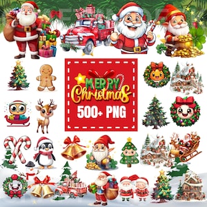 Mais de 500 Feliz Natal Pacote Png, Retro Natal Png, Western Png, Pai Natal PNG, Pacote Png, Designs De Sublimação, Download Digital Png