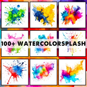 100+ Aquarell Farbspritzer Clipart PNG, Farbe Splatter Clipart, Alkohol Tinte Clipart, lebendige Farbe Spritzer Bilder, kommerzielle Nutzung