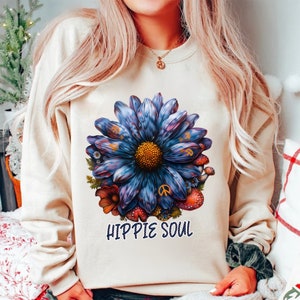 Hippie Soul Png Sublimation Design, Daisy Peace Png, Western Hippie Png, Hippie Vibes Png, Peace Flower Png, Retro Png, Love Hippie Soul Png
