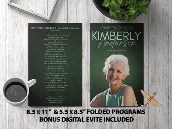 Serene Forest Mist Funeral Program Template for Celebration of Life • Elegant Memorial Brochure Design | Noted & Charmed