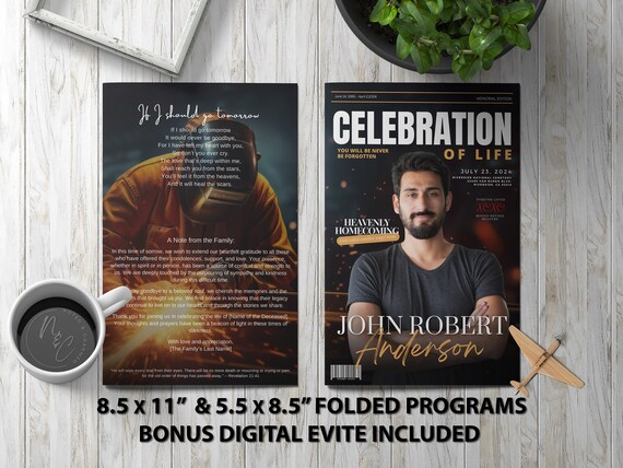 Welder Iron Worker Funeral Program Template Memorial Announcement, Obituary Flyer, Celebration of Life Magazine - 5.5x8.5 & 8.5x11 - Digital