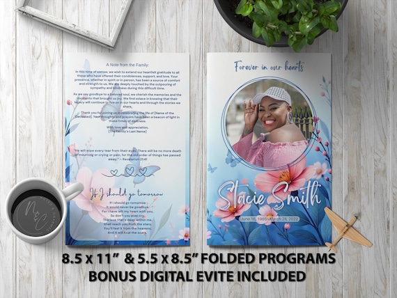 Butterfly and Bloom Memorial Tribute | Editable Memorial for Celebration of Life | Digital Download for Funeral Services