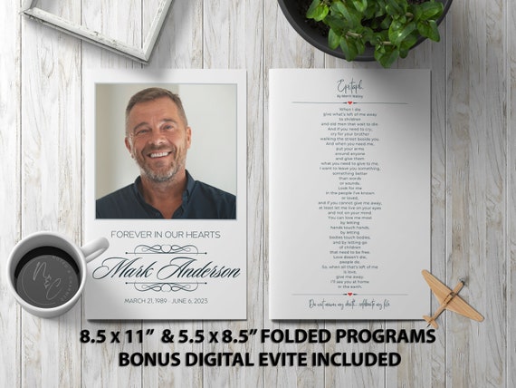 Minimalist Elegance Memorial Program | Editable Funeral Template for Celebration of Life | Digital Download