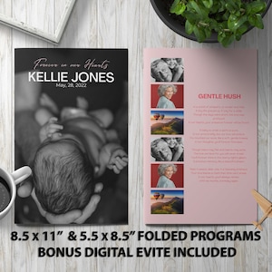 Programma commemorativo per neonati Gentle Memories / Modello modificabile per funerali di neonati / Download digitale immediato