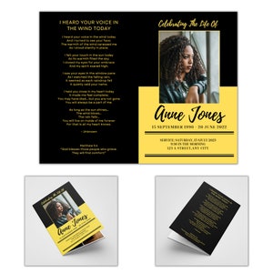 Any Color Funeral Program Template Memorial Announcement, Obituary Flyer, Celebration of Life Magazine, 5.5x8.5 & 8.5x11 image 3