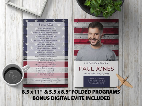 Military Veteran Honor Funeral Program Canva Editable Download