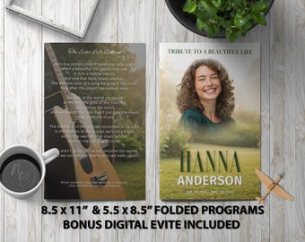 Guitar Funeral Program Bundle | Musician Memorial Service & Digital Tribute