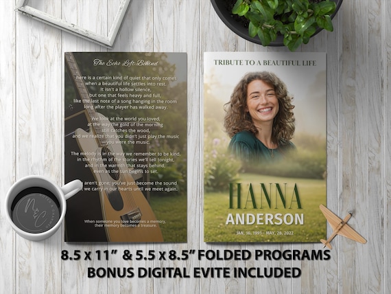 Guitar Funeral Program Bundle | Musician Memorial Service & Digital Tribute