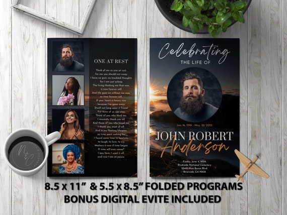 Funeral Program Template Rocky Tide, memorial Keepsake, Obituary Template, Order of Service, Funeral Announcement, Celebration of life