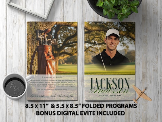 Golfer Funeral Program Bundle | Golf Memorial Service | Digital Tribute