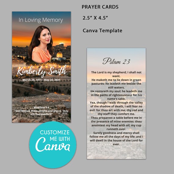 Memorial Prayer cards 2 sizes included, Canva Template, Funeral prayer card, memorial keepsake, Celebration of life, In loving memory
