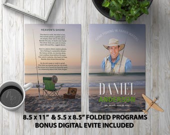 Fishing Funeral Program Bundle | Fisherman Memorial Service & Digital Tribute