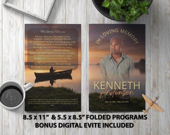 Fisherman Funeral Program Bundle | Boat & Lake Memorial Service | Digital Tribute