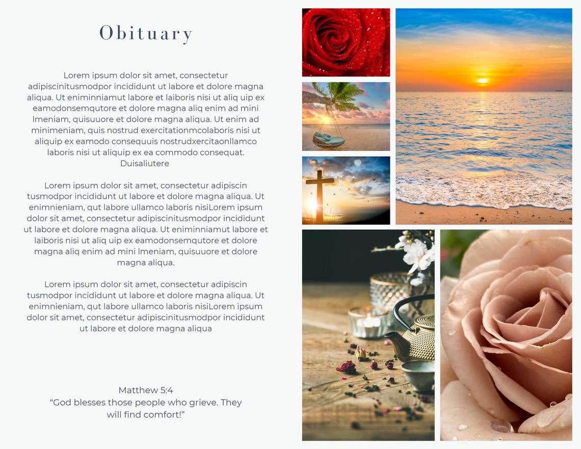 Editable Blue Succulent Funeral Program Template Celebration - Etsy